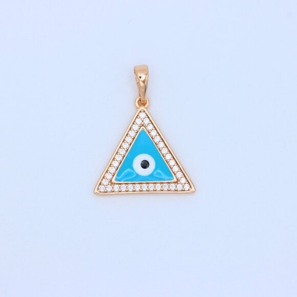 "Triangle Evil Eye Pendant in Rose Gold with CZ Accents, XPPT1394 - Picture 11 of 13